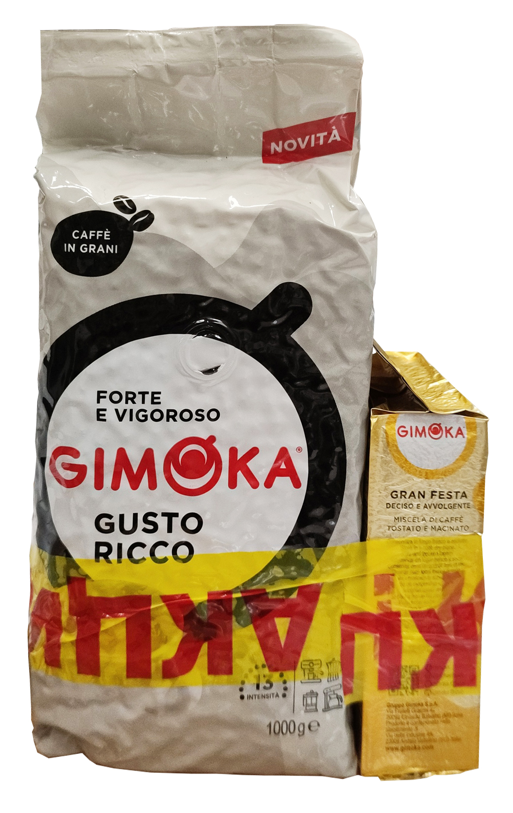 Набор кофе Gimoka зерновой 1кг и молотый 250гр