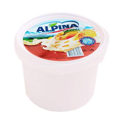 Крем с йогуртом Алпина со вкусом персика 15% 700г с ЗМЖ ЮгМолПродукт 