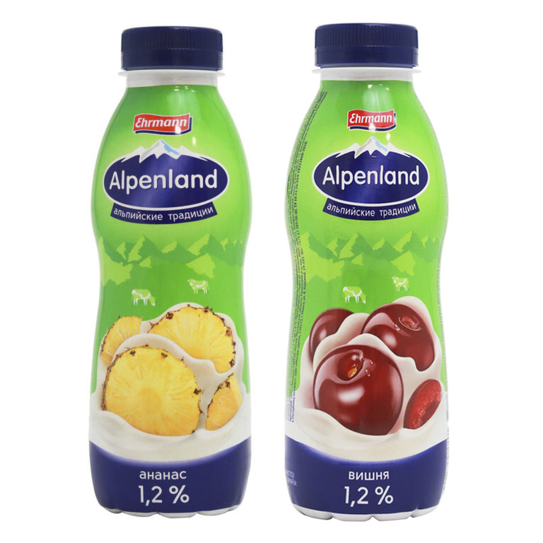Напиток йогуртный Alpenland, питьевой асс БЗМЖ 1,2% 420гр Эрманн ООО