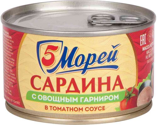Сардина тихоокеанская (иваси) с овощным гарниром в томатном соусе 250г 5М
