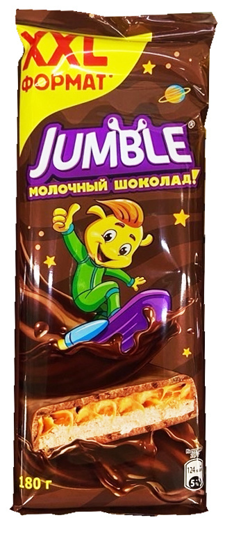 Шоколад  NESTLE JUMBLE молочный с двухслойной начинкой 180гр Нестле Россия ООО