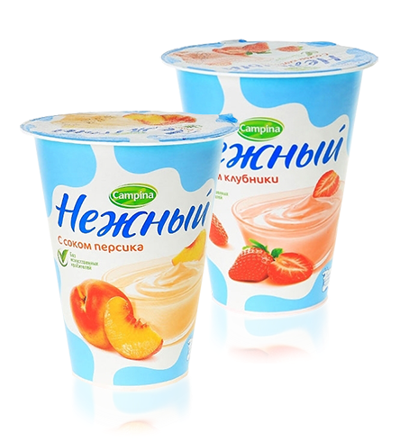 Продукт йогуртный Нежный, с соком персика, БЗМЖ, 2,5% 350гр, Эрманн ООО
