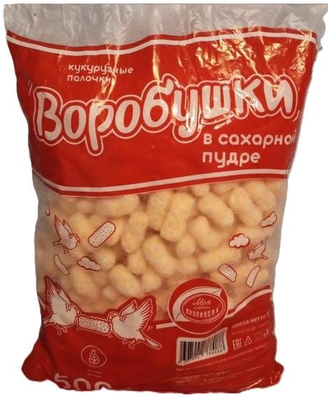 Палочки кукурузные в сах пудре "Воробушки" 500г ОПТИМА ООО (производитель)