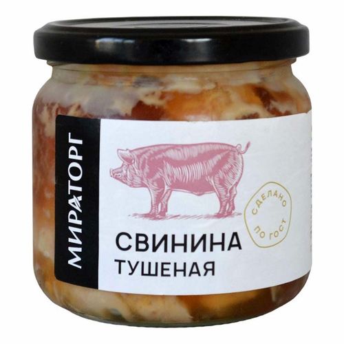 Свинина тушеная высший сорт "Зеленые просторы" ст/б 350гр ГОСТ, Мираторг