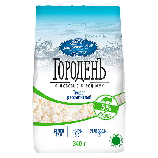 Творог ГОРОДЕНЪ 5% 340гр. БЗМЖ