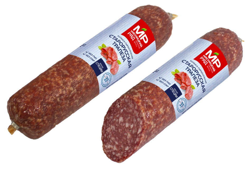 Колбаса «Мясницкий ряд» Старорусская трапеза сырокопченая, в/у 200г