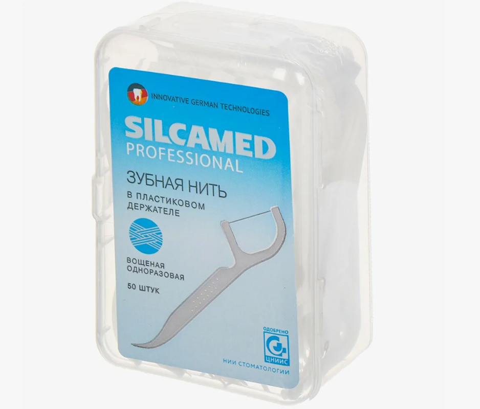 Зубная нить в держателе SILCAMED PROFESSIONAL 50 шт