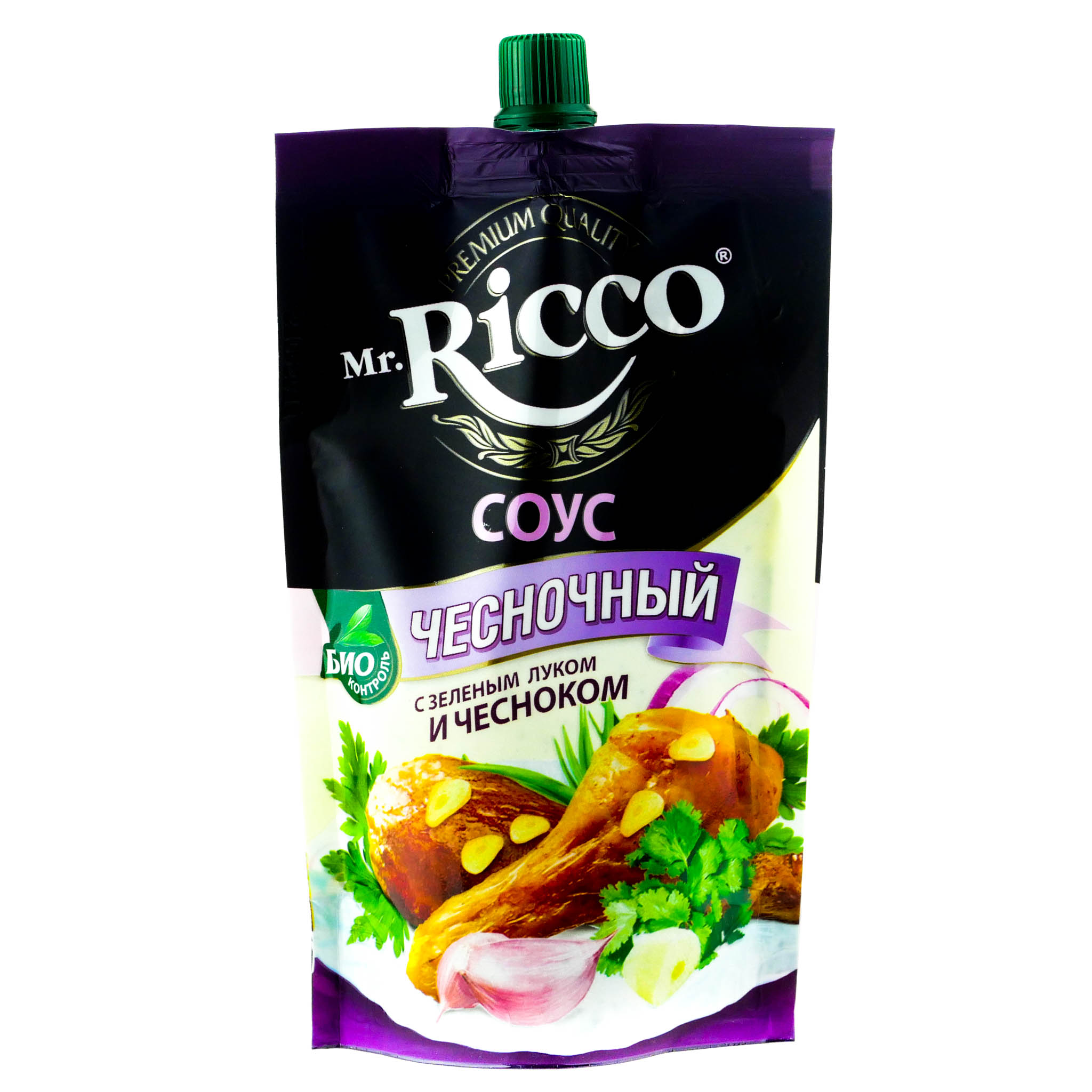 Cоус на основе растительных масел Mr. Ricco "Чесночный" дой пак 210гр.