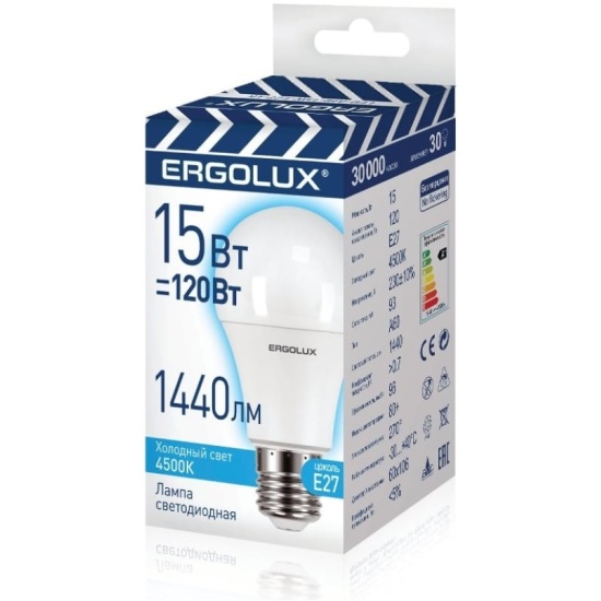 Лампочка светодиодная Ergolux LED A60 15W E27 4K
