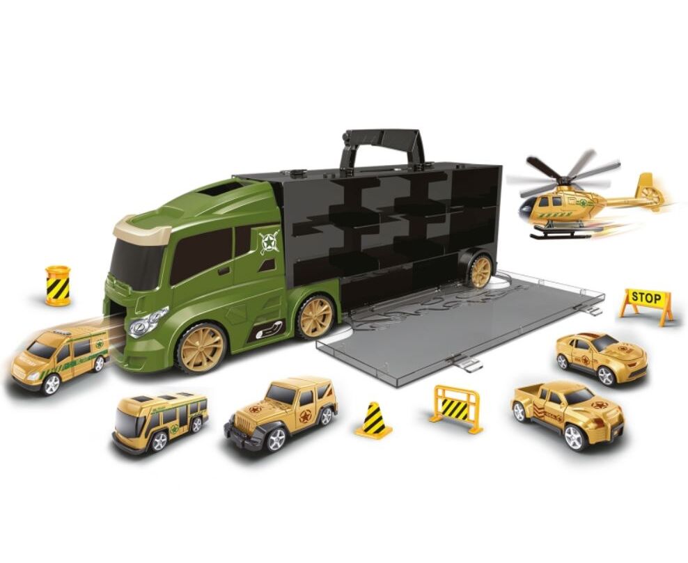 Мега Трейлер Армия (40 см, с машинками и аксессуарами в комплекте)