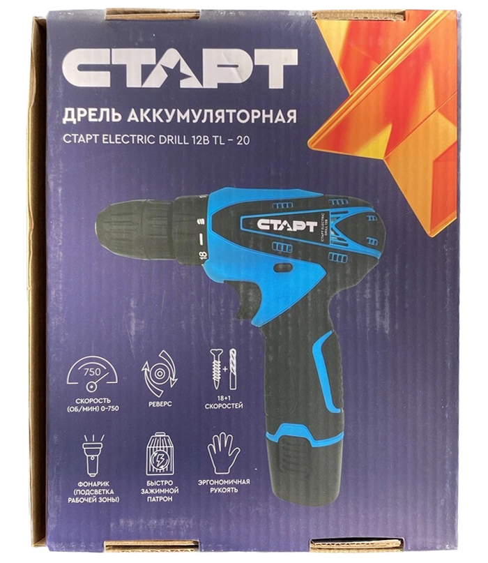Дрель шуруповерт аккумуляторная СТАРТ 12В