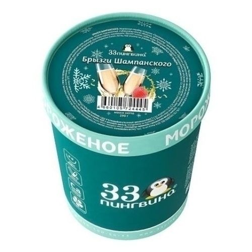 Мороженое 33 Пингвина Брызги Шампанского 15% 290 гр. БЗМЖ.