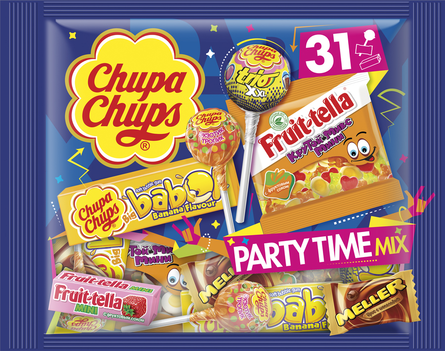 Карамель Chupa Chups Party Time Mix 204гр(12гр*17) Перфетти Ван Мелле ООО