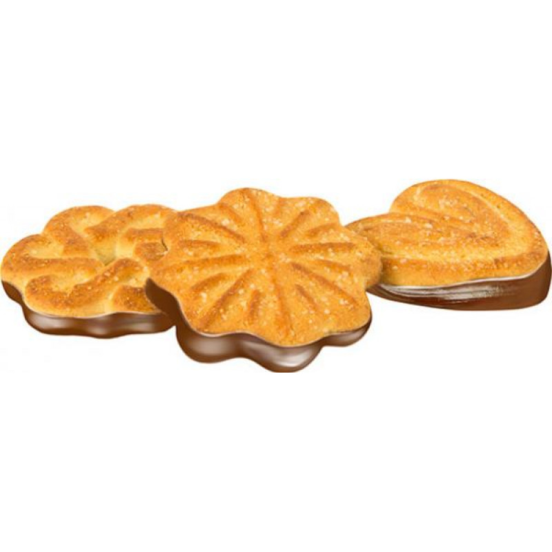 Печенье сахарное с глазированным дном 1кг, ООО Долгоруковская шоколадная фабрика, Липецкая обл.