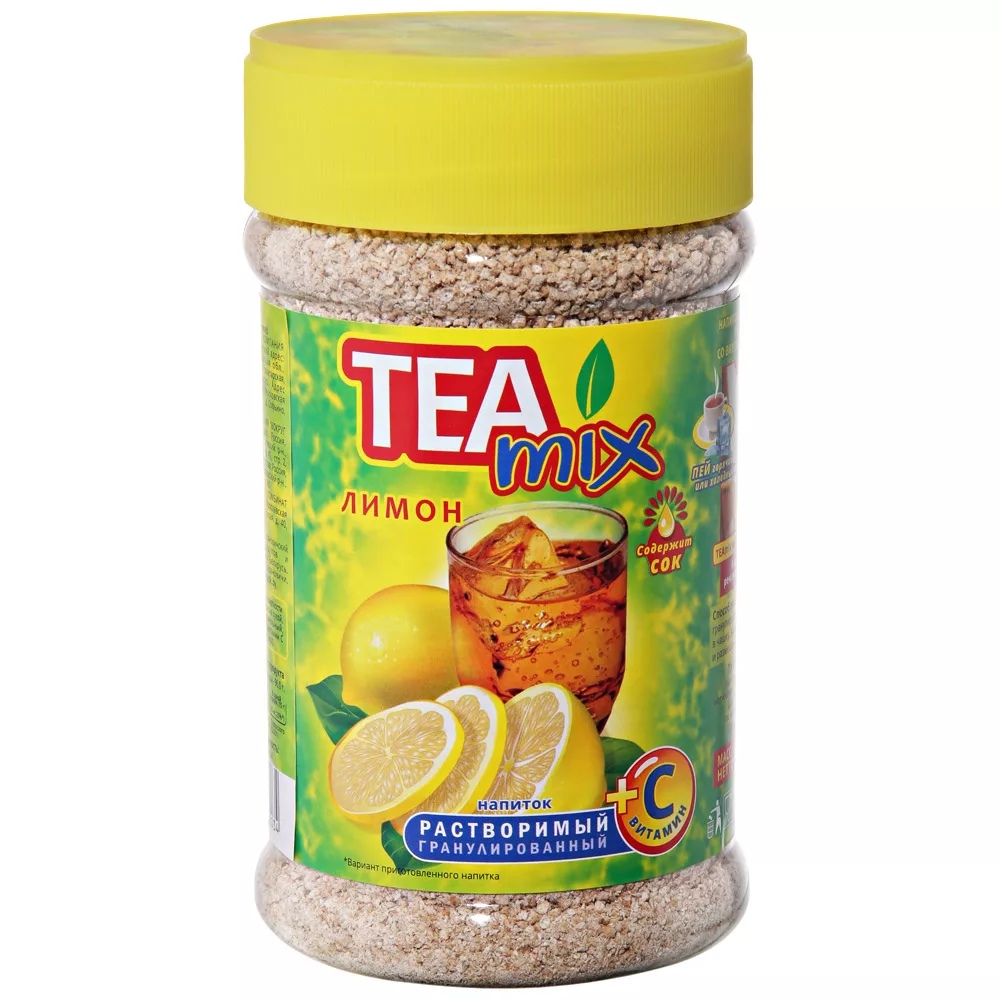 Растворимый чай купить. Чай растворимый Tea Mix гранулированный лимон. Чай Теа микс гранулированный. Напиток чайный гранула Teamix лимон - зелёный ПЭТ 300x12. Чай фруктовый "лимон" раств.гранул. 375гр. ПЭТ банка.