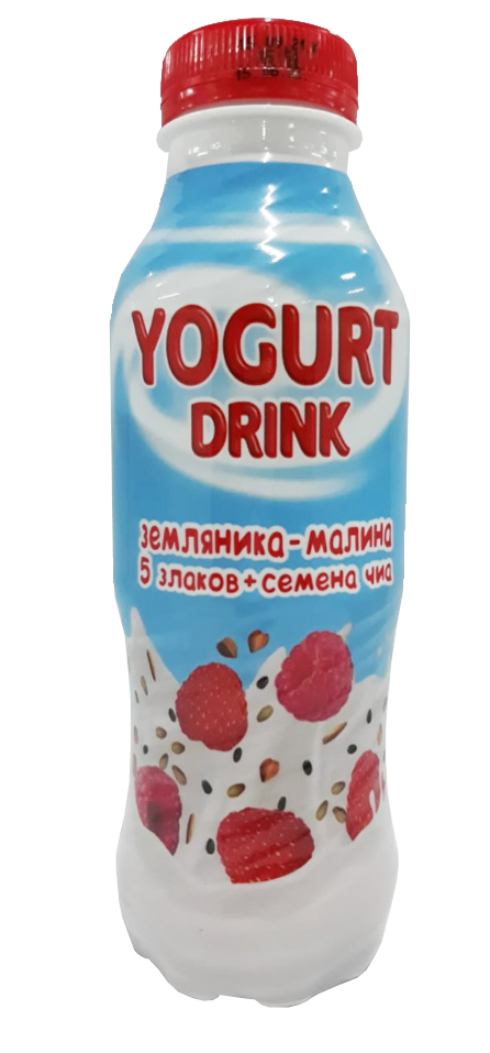 Молочный йогуртный напиток земляника малина 2,5% жирн. БЗМЖ 420г Пэт бут