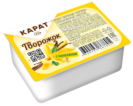 Продукт творожный Творожок КАРАТ 10% Сливочный с ванилином 100 гр.