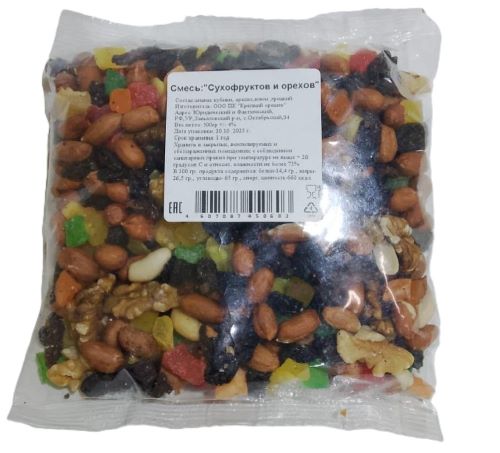 Смесь сухофруктов и орехов 500 г ООО ПК "Крепкий орешек"