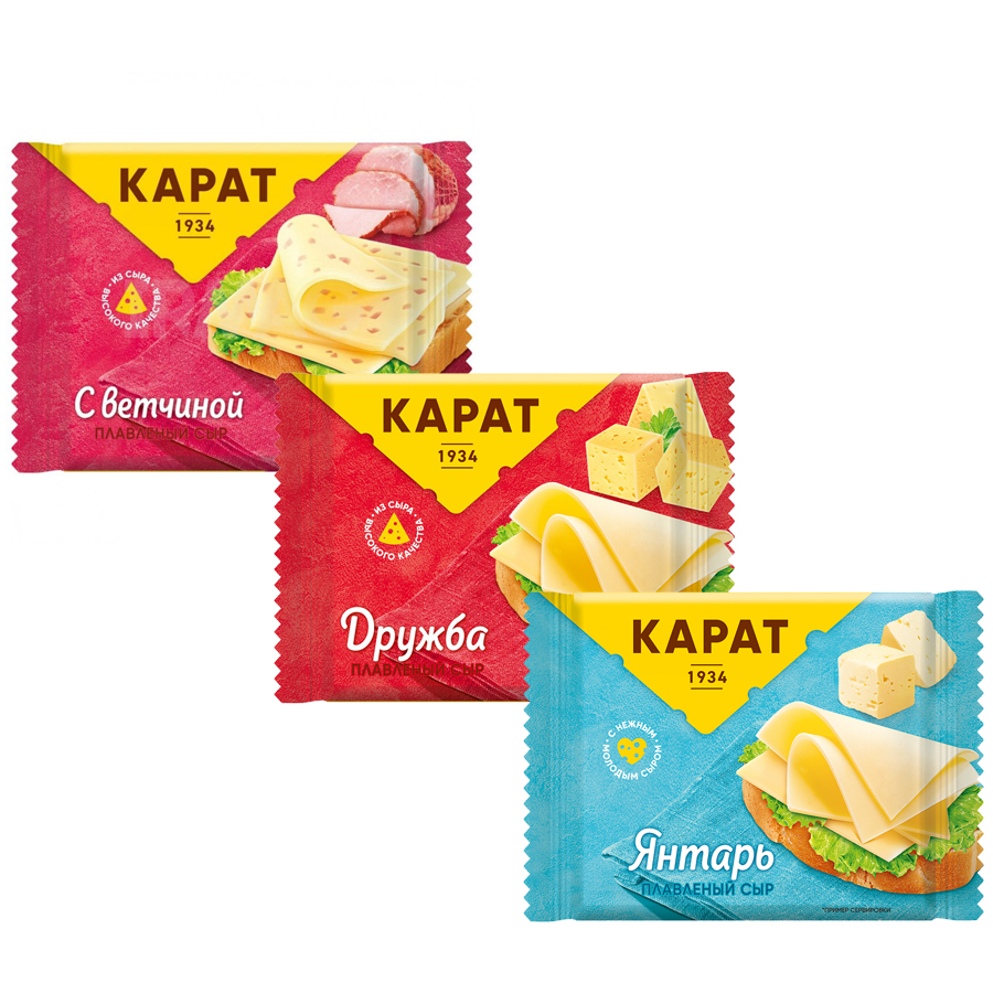Сыр плавленый ломтиками «КАРАТ» МДЖ 25%,130 г, БЗМЖ АО «КАРАТ» Карат АО (производитель)