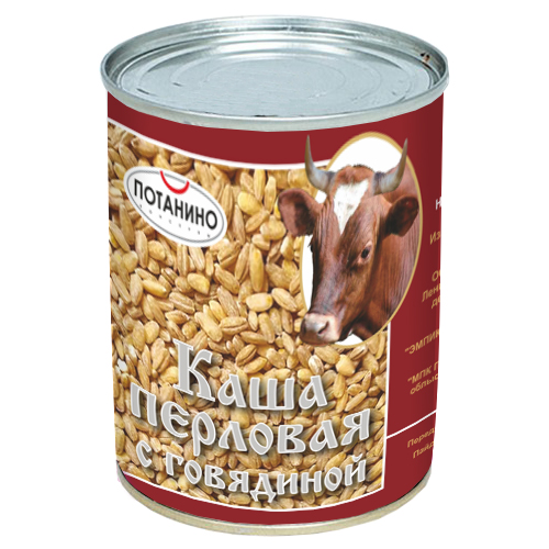 Каша перловая с говяд. 338г жб СТО Потанино