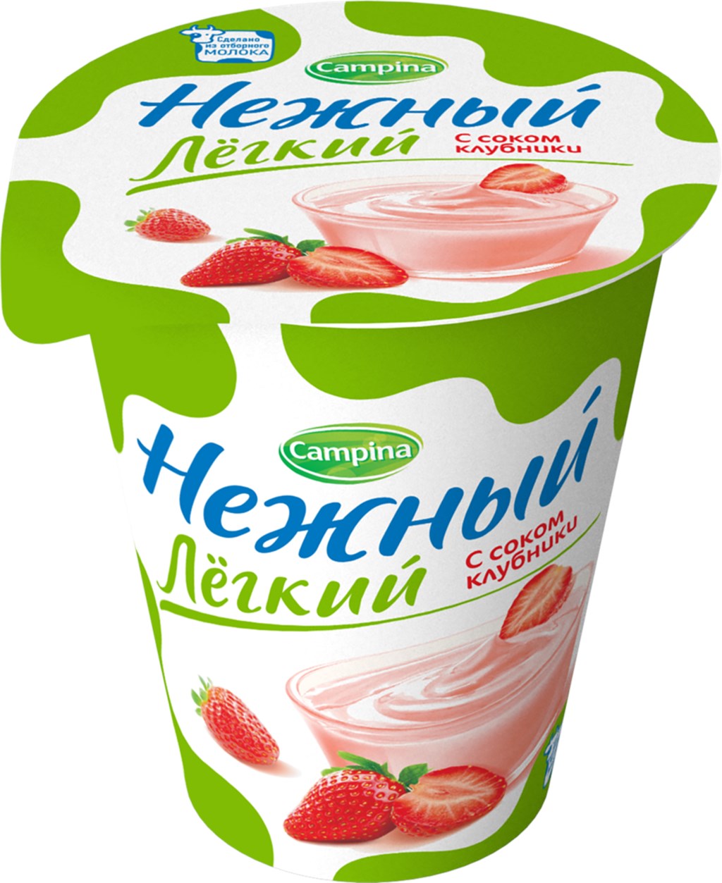 Продукт йогуртный пастеризованный Нежный с соком Клубники 0,1% 320гБЗМЖ стакан