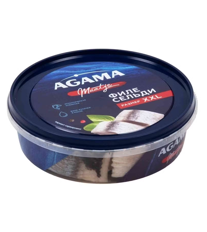 Сельдь атлантическая в масле с/с XXL AGAMA филе кусочки 400гр.