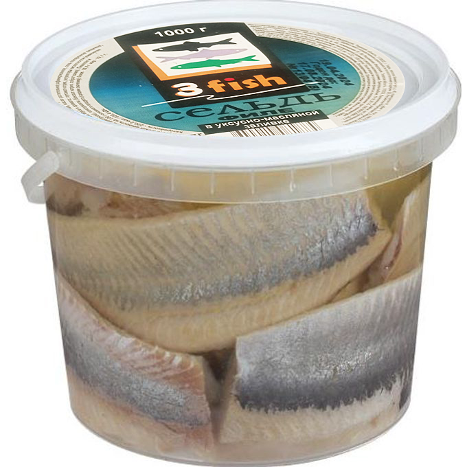 Сельдь филе в масле "3 fish" 1000гр (Акватория)
