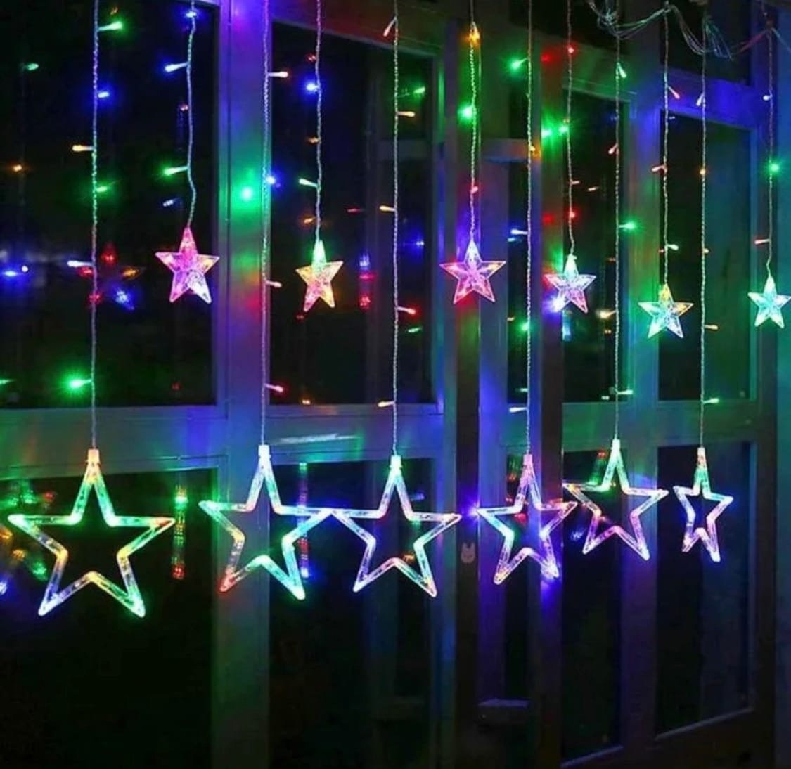 Новогодняя гирлянда светильник с фигурами светодиодными "Калейдоскоп": 4 шт 10 см, 4 шт 20см, дл
