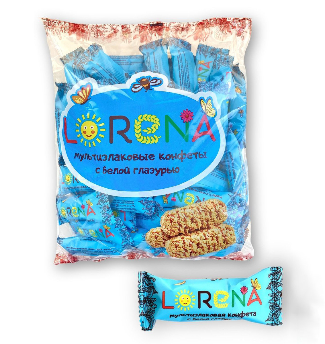 Мультизлаковые конфеты LORENA c белой глазурью 500г, ООО Алекс групп