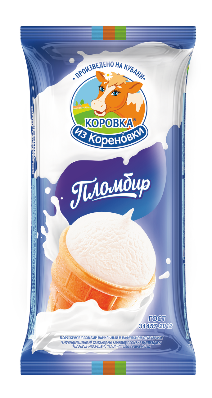 Мороженое пломбир в вафлях "Коровка из Кореновки" МДЖ 15,0%, 70г БЗМЖ ФАБРИКА НАСТОЯЩЕГО МОРОЖЕНОГО ООО (производитель)