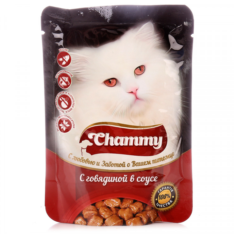 Корм для кошек Chammy 100 г с говядиной в соусе ООО Форсаж