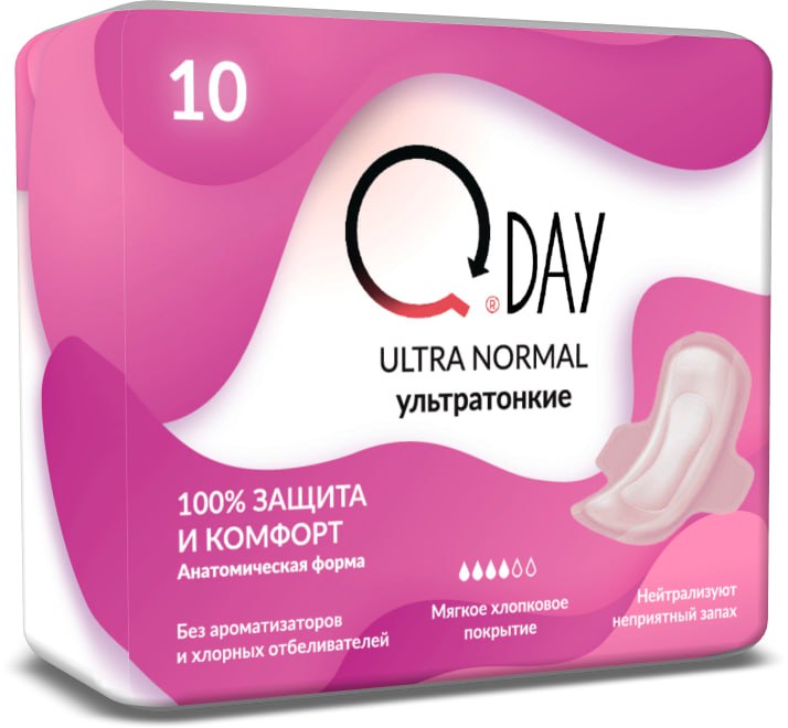 Женские гигиенические прокладки Qday Ultra Normal (4 капли) 10 штук MU
