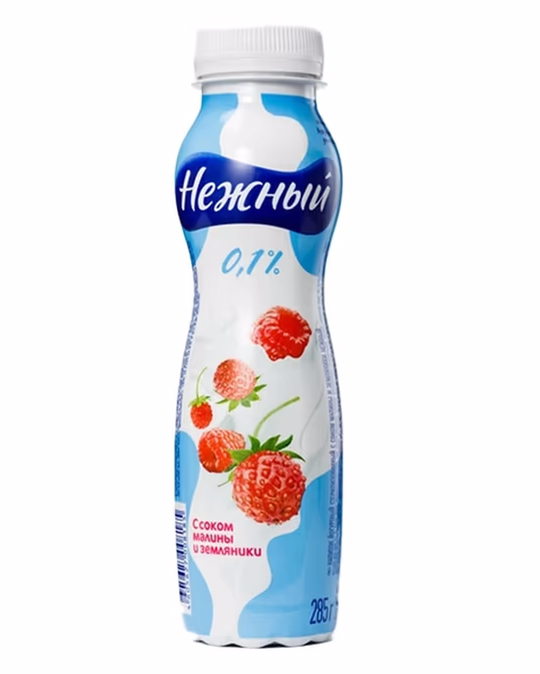 Напиток йогуртный "Нежный"0,1% с соком Малины Земляники 285г БЗМЖ