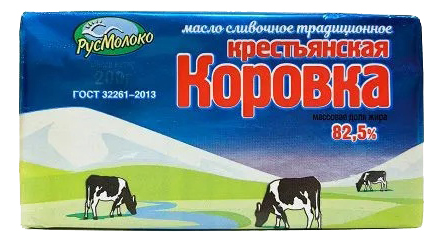 Масло сливочное Традиционное "Крестьянская Коровка" ГОСТ МДЖ 82,5%, БЗМЖ ООО «РусМолоко»