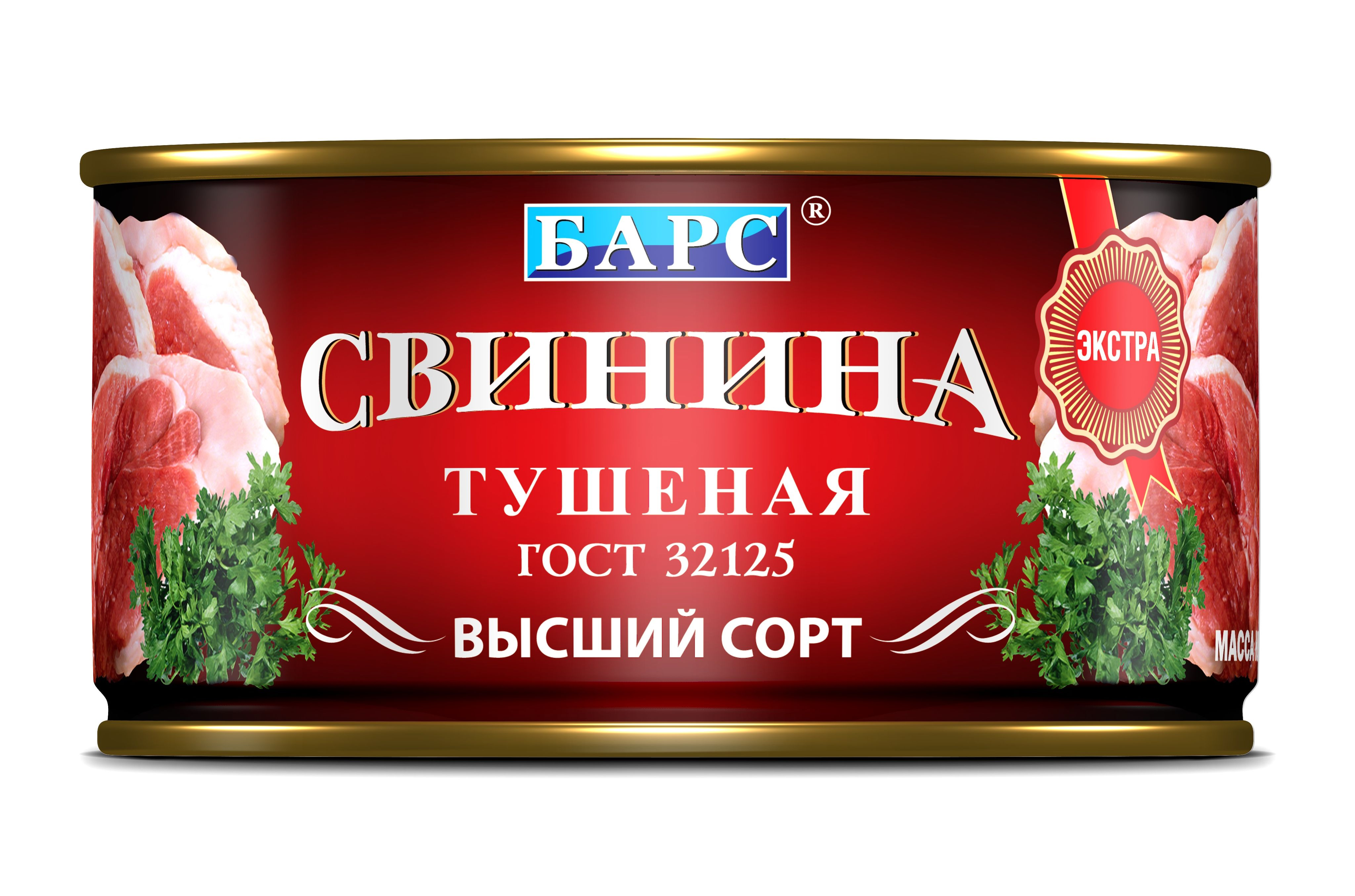 Свинина тушеная ГОСТ в/с Барс ж/б Экстра ключ 325г