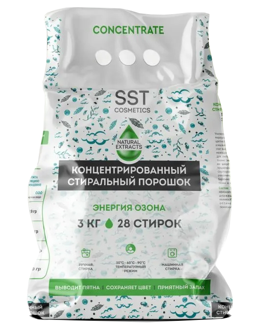 Концентрированный стиральный порошок "ЭНЕРГИЯ ОЗОНА" 3кг