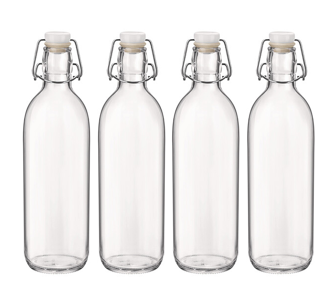 Комплект из 4 стеклянных бутылок 0,5 л. В комплект входят: бутылка 4 шт., пробка 4 шт., этикетка 4