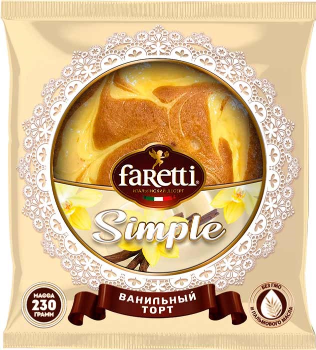 Торт бисквитный "Ванильный" Т.М. "Faretti Simple" 230 гр