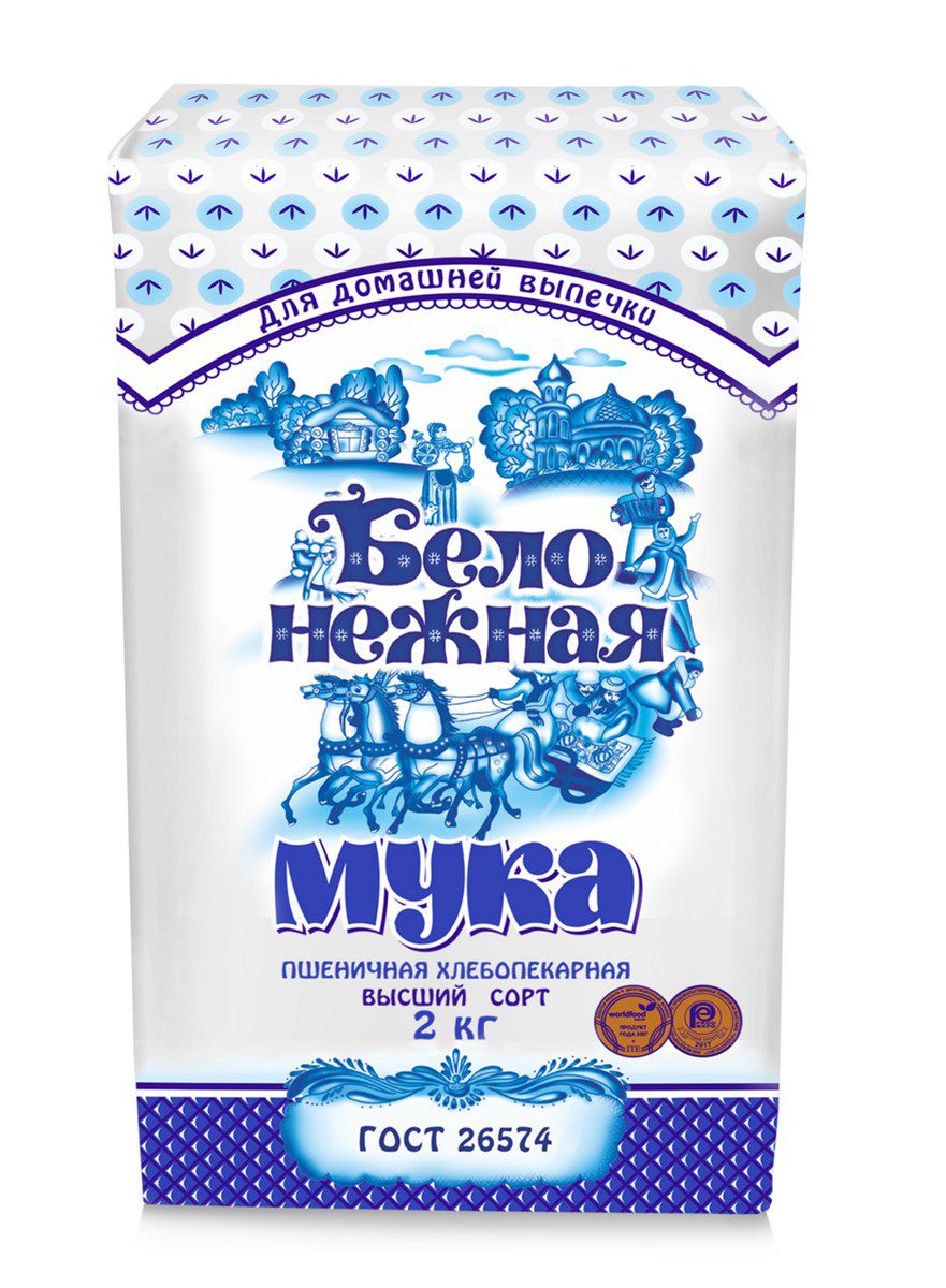 Мука пшеничная хлебопекарная "Бело Нежная" ГОСТ в/с 2кг