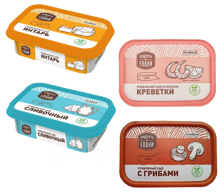 Плавленый сыр пастообразный Сливочный/Грибы/Креветка/Ветчина/Янтарь, мжд 30%, 180г Продукты из Елани