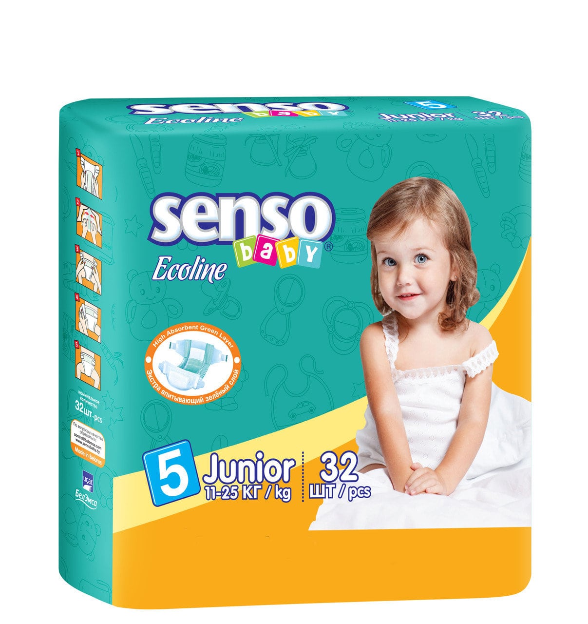 Детские подгузники "Senso Baby" Ecoline 11 25кг 32шт