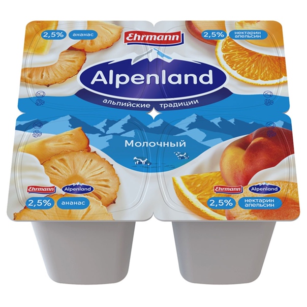 Продукт йогуртный Альпенлэнд мдж 2,5% 95г*4 БЗМЖ 