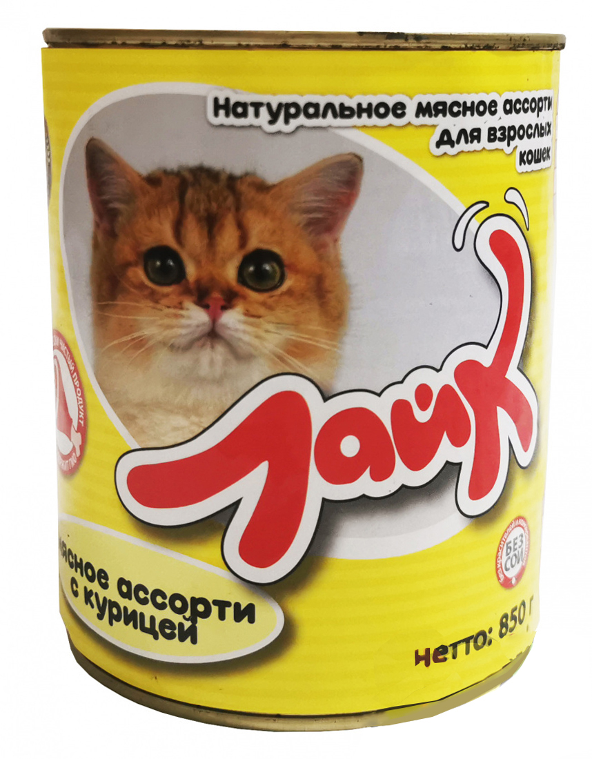 Корм для кошек Лайк ж/б 850гр