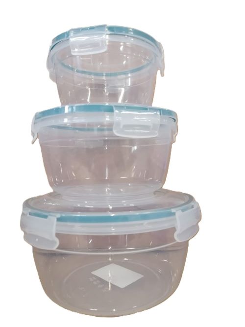 Комплект герметичных контейнеров для продуктов круглых с замками 0,5 0,86 1,5л