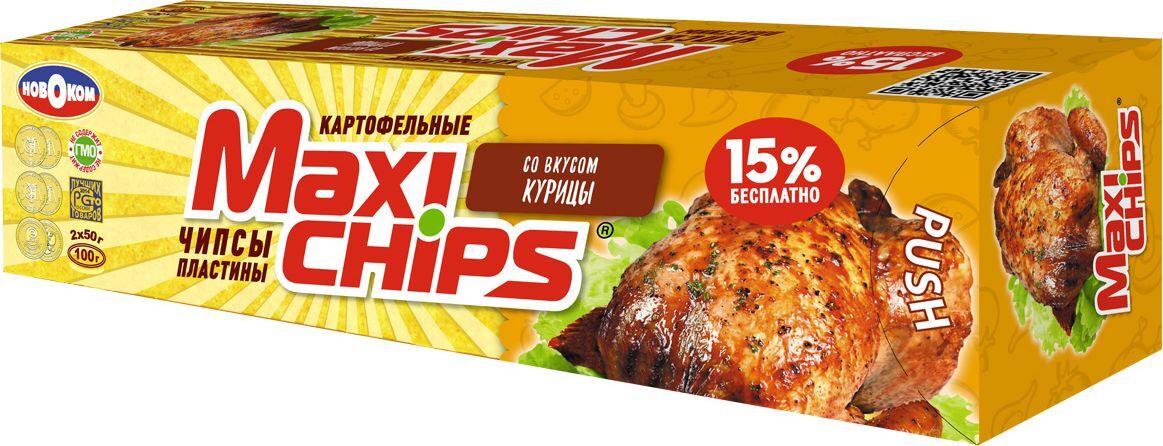 Чипсы в пластинах Maxi Chips со вкусом курицы 500 гр ООО "Новоком"