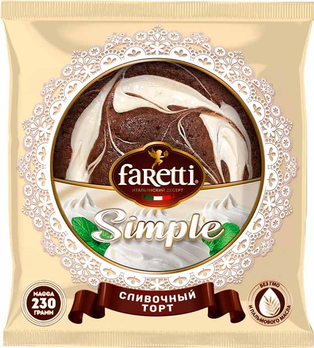 Торт бисквитный "Сливочный" Т.М. "Faretti Simple" 230 гр