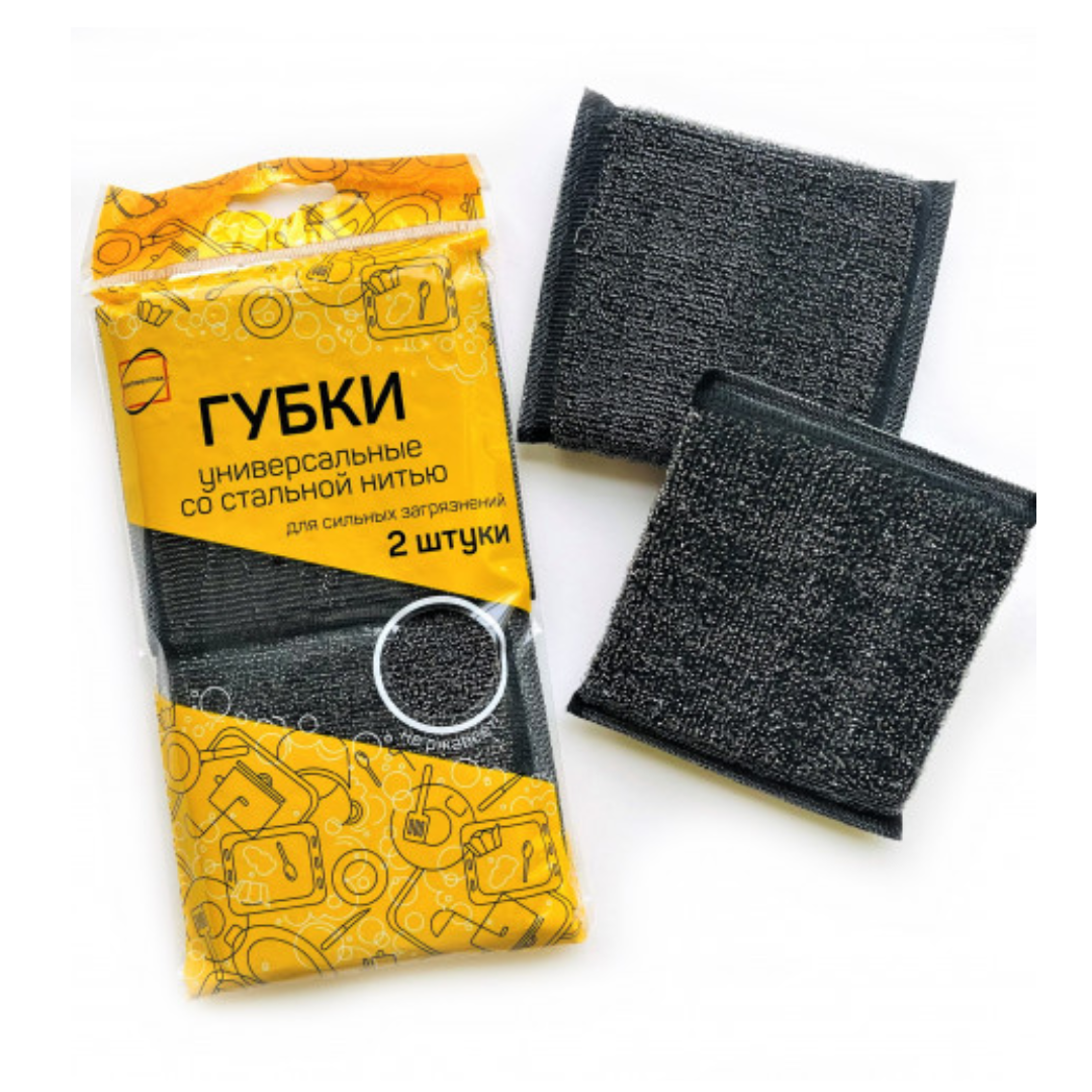 Губка со стальной нитью 5шт 12*9*2см Бартекс