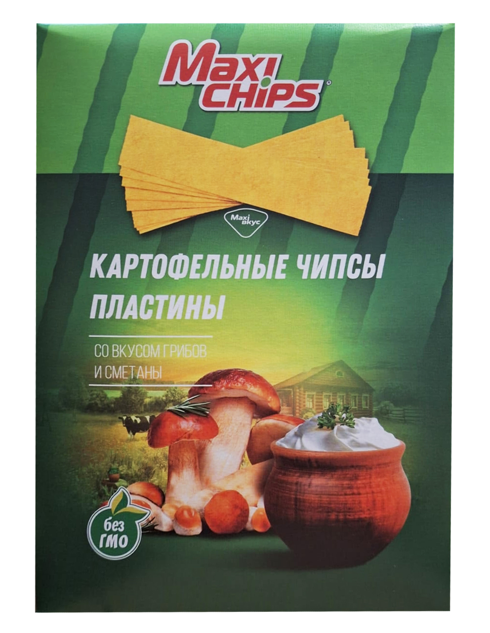 Чипсы в пластинах Maxi Chips 500г со вкусом грибов и сметаны