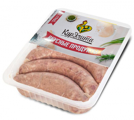 Колбаски для жарки с чесноком КурЭлита охл лоток 800г